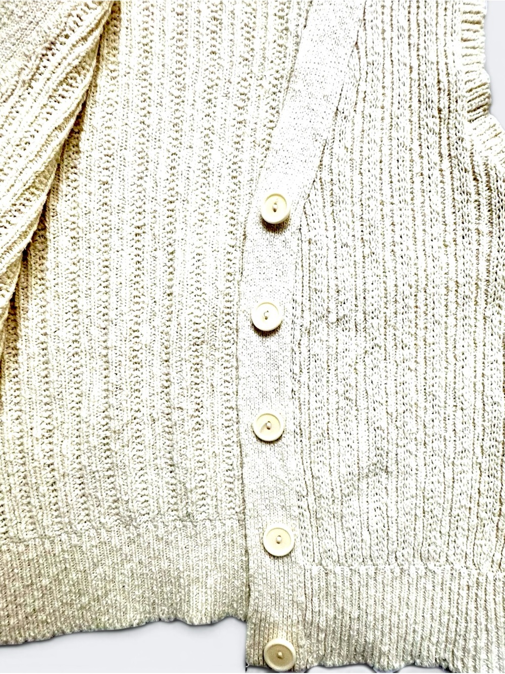 Biba Cream Cotton Ribbed Knit Button-Up Sweater Vest Cropped Petite XS - Picture 8 of 10